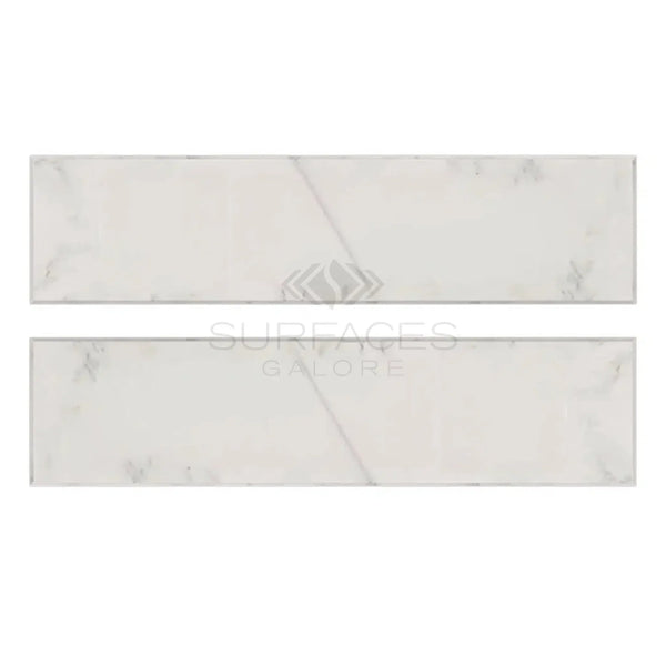 Two rectangular marble tiles of Oriental White Asian Statuary Marble 2X8