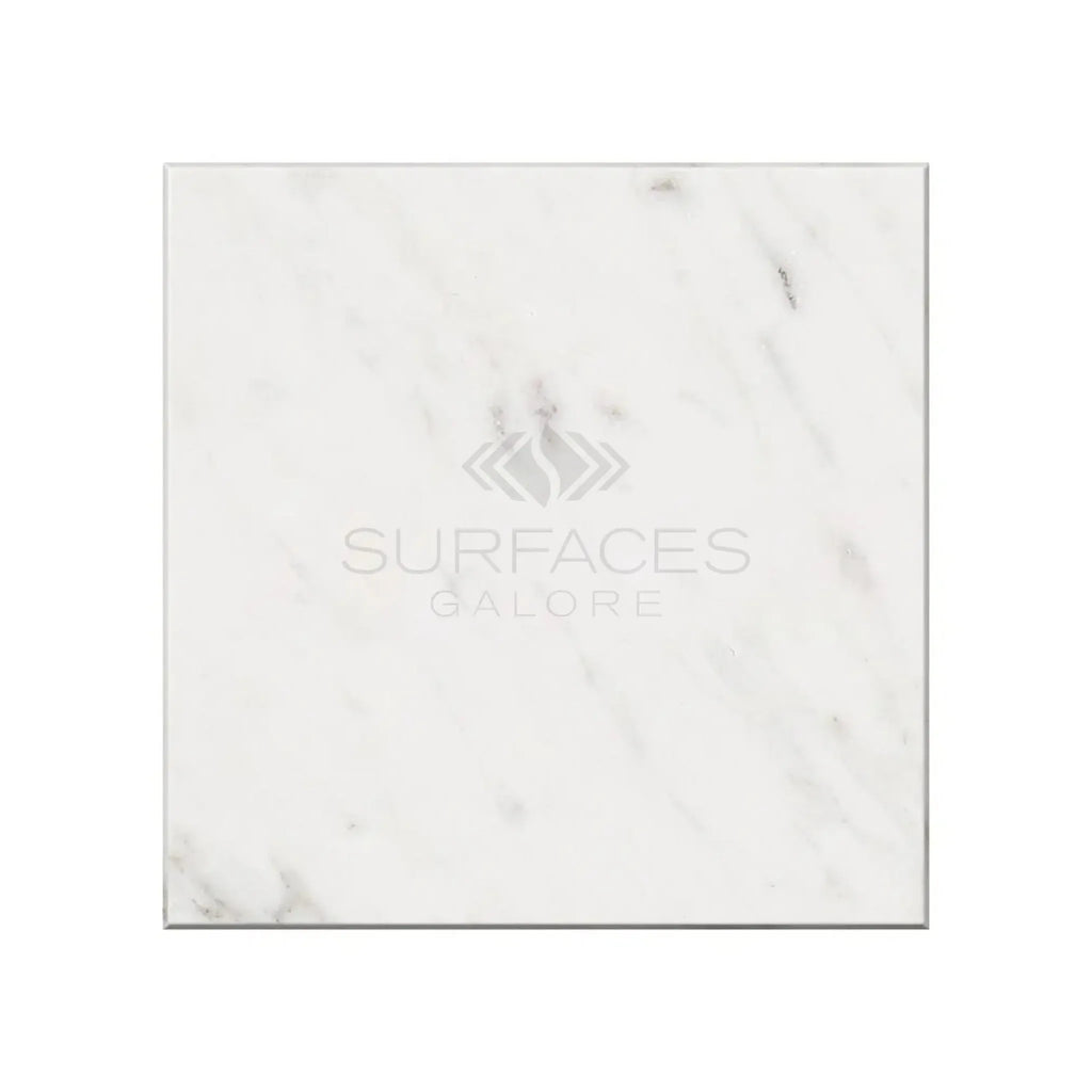 Square marble slab of Oriental White / Asian Statuary Marble polished or honed