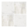 Four square Oriental White Asian Statuary Marble tiles displayed for sale