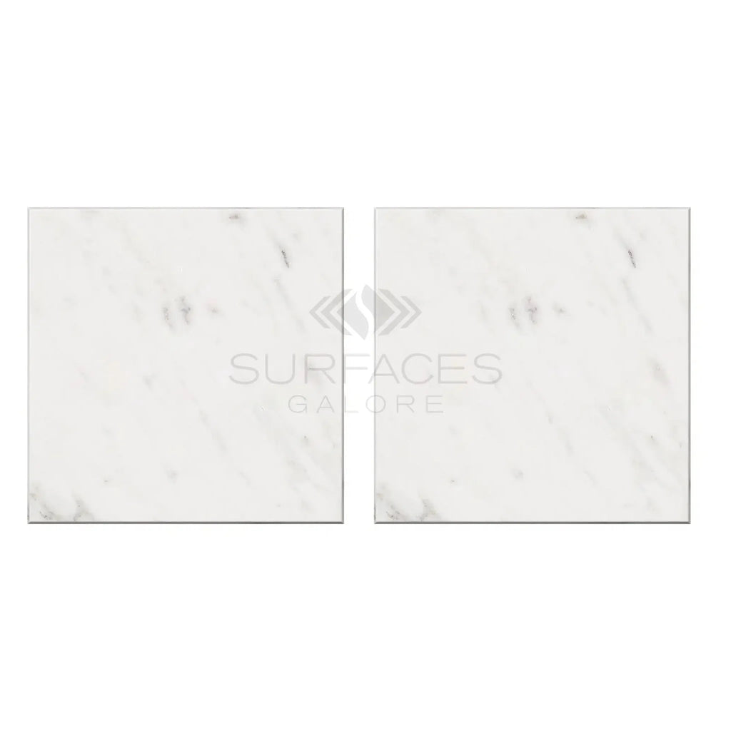 Two square Oriental White / Asian Statuary Marble tiles polished or honed