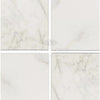 Four Oriental White Asian Statuary Marble 4X4 Tumbled tiles displayed together