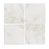 Four square marble tiles of Oriental White Asian Statuary Marble 4X4 Tumbled