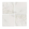 Four square marble tiles of Oriental White Asian Statuary Marble 6X6 Tumbled