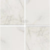 Four Oriental White Asian Statuary Marble 6x6 Tumbled tiles displayed together