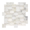 Oriental White Asian Statuary Mini-Versailles Pattern Marble Mosaic Tile Display