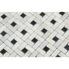 Interlocking white and black tile pattern of Oriental White Asian Statuary Pinwheel Mosaic