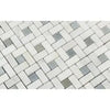 Herringbone pattern of white and gray tiles in Oriental White Marble Mosaic