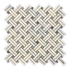 Woven marble mosaic tile in Oriental White and Asian Statuary with Blue-Gray accents