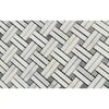 Herringbone pattern of white and gray tiles in Oriental White marble mosaic