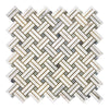 Woven marble tile mosaic of Oriental White and Asian Statuary with Blue-Gray accents