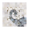 Square mosaic tile artwork featuring Oriental White and Blue-Gray polished finish