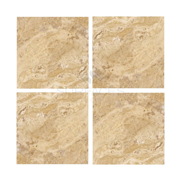 Four beige marble tiles in Philadelphia Travertine 12X12 Filled and Honed design