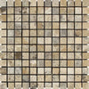 Square mosaic tile sheet featuring Philadelphia Travertine 1X1 Mosaic Tumbled design