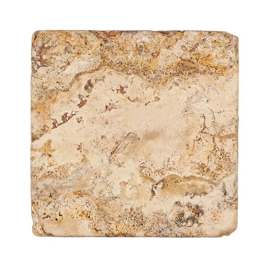 Square Philadelphia Travertine 4X4 Tumbled tile showcasing natural stone beauty