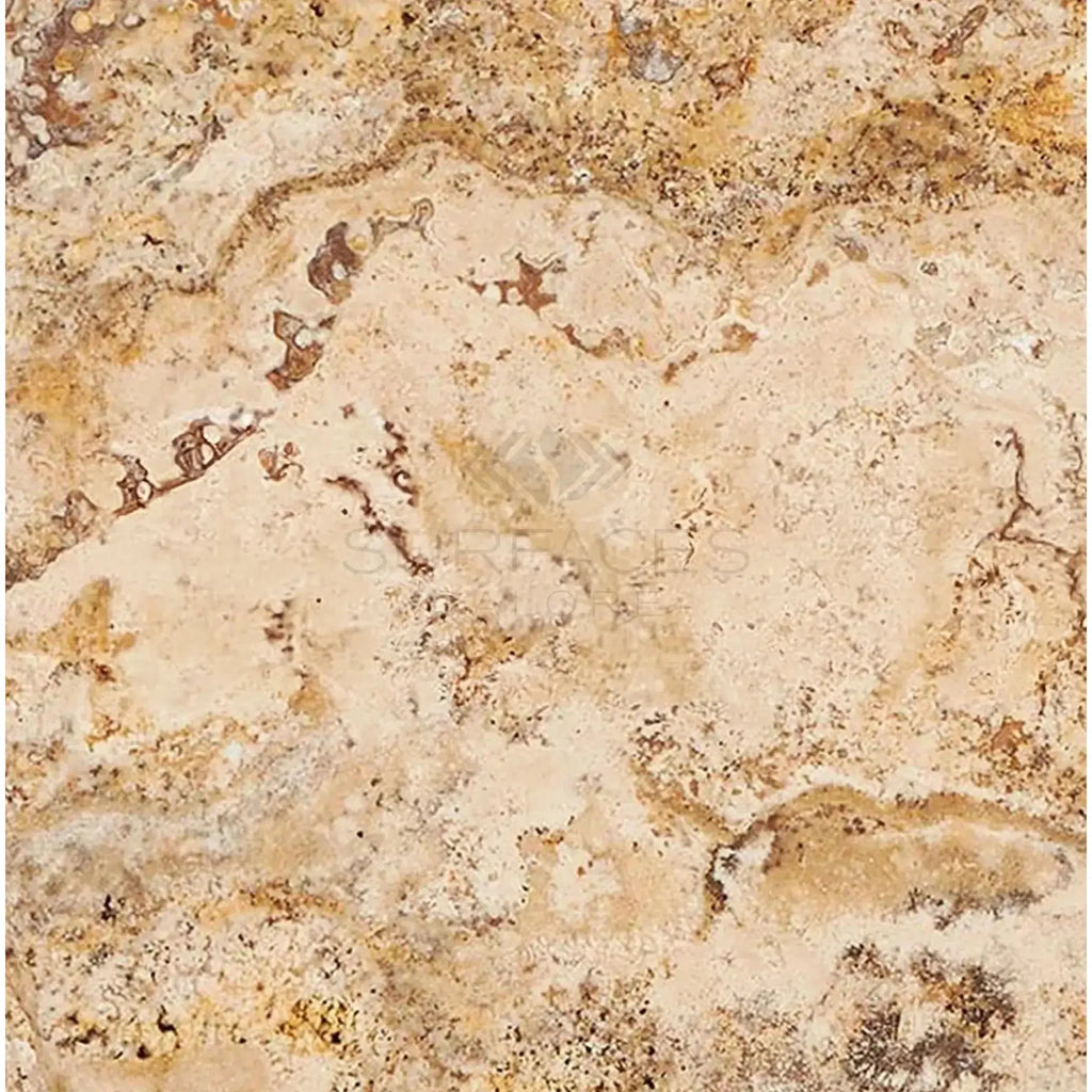 Beige and brown patterned stone in Philadelphia Travertine 4X4 Tumbled style