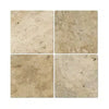 Four Philadelphia Travertine 6X6 Tumbled tiles showcasing natural beauty