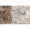 Stacked stone wall featuring Philadelphia Travertine Ledger-Panel Corner Mosaic