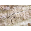 Textured stone wall cladding featuring Philadelphia Travertine Ledger-Panel mosaic