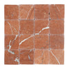 Red marble tile squares of Rojo Alicante 3X3 Tumbled for elegant flooring design