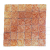 Square mosaic tiles showcasing Rosso Verona Red Marble 4X4 Tumbled Tile for elegant decor