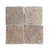 Four square Rosso Verona Red Marble 6X6 Tumbled Tiles in a product display