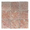 Nine red stone tiles of Rosso Verona / Rosso Asiago Marble 6X6 Tumbled Tile