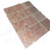 Square reddish-brown stone tiles from Rosso Verona Red Marble 6X6 Tumbled Tile