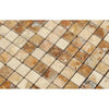 Square mosaic tiles in Scabos Travertine 1X1 Mosaic Polished for elegant decor