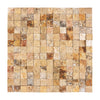 Square mosaic tile sheet of Scabos Travertine 1X1 Mosaic Split-Faced design