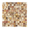 Square mosaic tile pattern of Scabos Travertine 1X1 Mosaic Split-Faced in varying textures