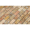 Rectangular travertine tile mosaic in Scabos Travertine 1X2 Brick Polished design