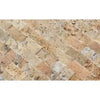 Herringbone pattern of Scabos Travertine 1X2 Brick Mosaic Split-Faced tile