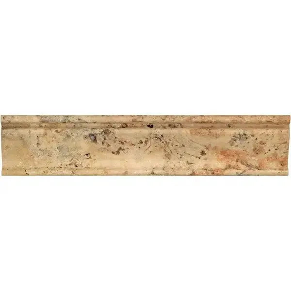 Textured travertine border tile from Scabos Travertine Crown Molding Liner Honed