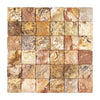 Square travertine tile mosaic in Scabos Travertine 2X2 CNC-Arched & Tumbled design