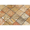 Diamond-patterned, multi-toned Scabos Travertine 2X2 Mosaic Polished stone tiles