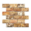 Scabos Travertine 2X4 Deep-Beveled Brick Mosaic Honed Tile Display Image