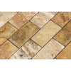 Scabos Travertine 2X4 Deep-Beveled Brick Mosaic Honed Rectangular Tile Pattern