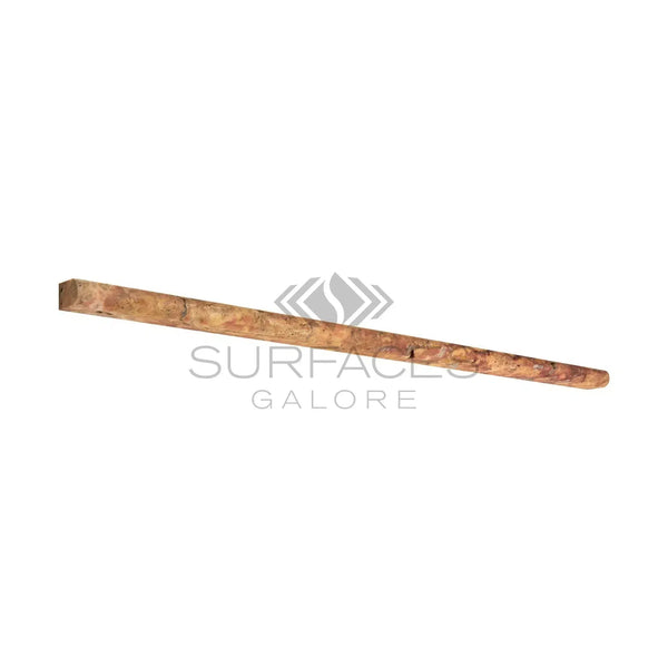 Rectangular copper bar featured in Scabos Travertine 3/8X12 Pencil Liner Honed