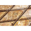 Scabos Travertine 3X6 Deep-Beveled Diamond Mosaic Polished with diamond-patterned design