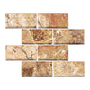 Scabos Travertine 3X6 Deep-Beveled Honed brick mosaic showcasing elegant design