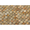 Tumbled Travertine Mosaic Tile in Scabos Travertine 5/8X5/8 Mosaic Polished design