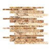 Scabos Travertine Random Strip Mosaic Honed tile displaying elegant travertine mosaic design