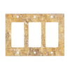 Scabos Travertine Triple ROCKER Plate Switch Wall Plate in natural stone design