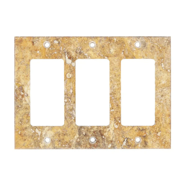 Scabos Travertine Triple ROCKER Plate Switch Wall Plate in natural stone design