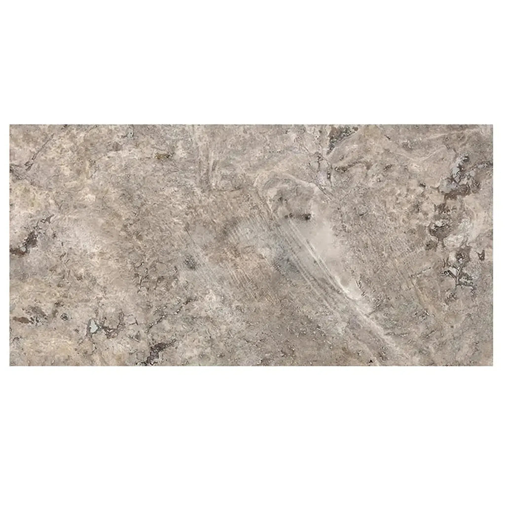 Rectangular Silver Gray Travertine 12X24 Tile with Cross-Cut Finish and Honed Surface