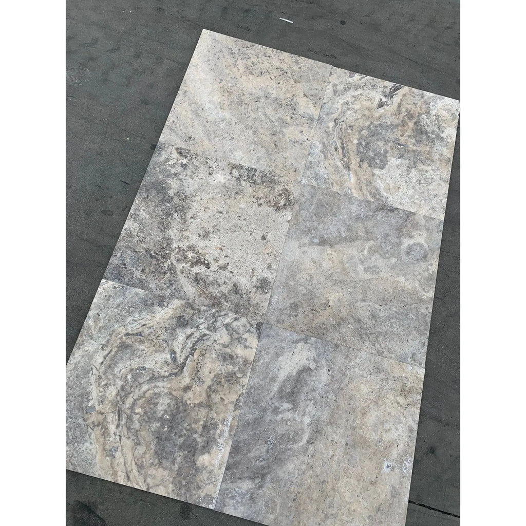 Rectangular gray travertine tile for Silver Gray Travertine 12X24 Tile Vein-Cut