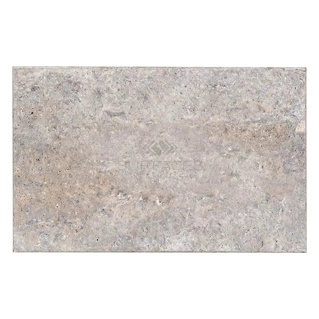 Rectangular gray stone tile of Silver Gray Travertine 16X24 Tiled design