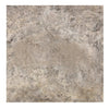 Square tile featuring mottled gray-brown surface of Silver Gray Travertine 18X18