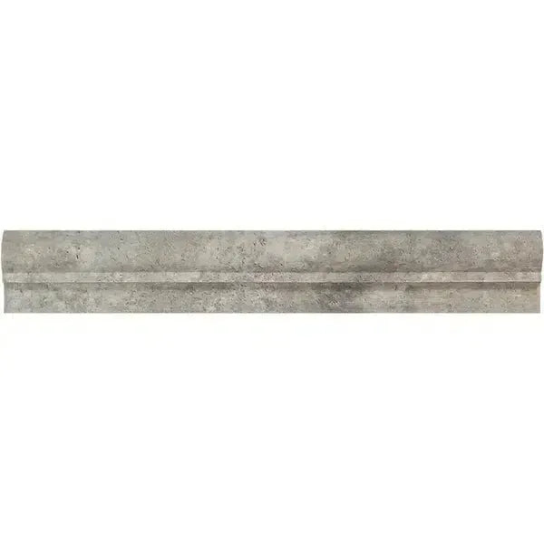 Gray Stone Border Tile for Silver Gray Travertine Double-Step Chair Rail Trim Liner