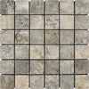 Gray stone mosaic tile from Silver Gray Travertine 2X2 Mosaic Tumbled collection